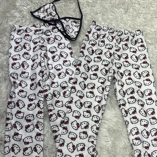 White hello kitty plush matching pijama